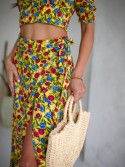 Summer set with flowers, yellow maxi blouse and skirt 3364 - Online store - Boutique